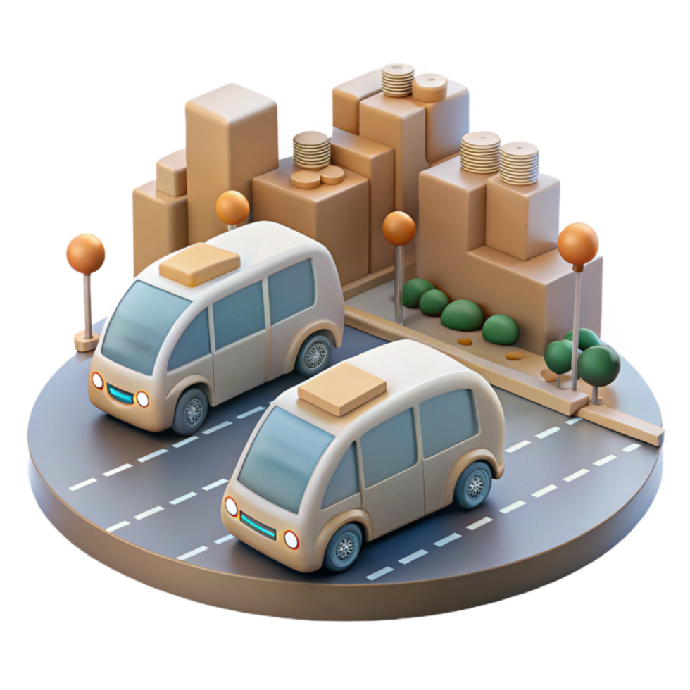 vibrant abstract Connected Autonomous Vehicles in City Traffic Transparent Background professional png