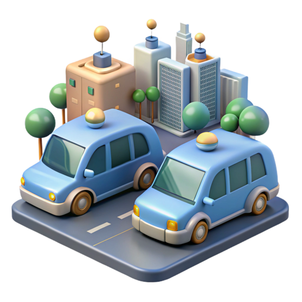 extraordinary classic Connected Autonomous Vehicles in City Traffic Transparent Background premium png