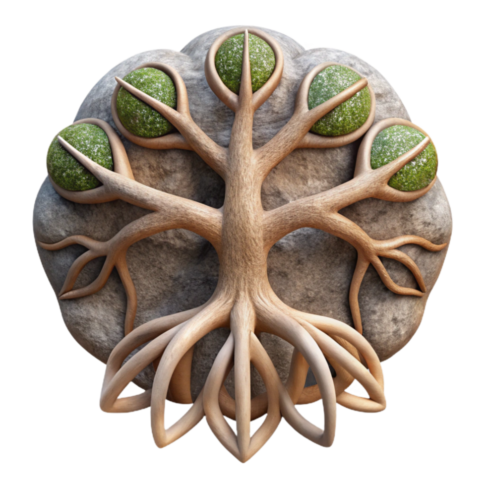 beautiful minimalist Connected Consciousness Symbol Tree Roots Isolated genuine png