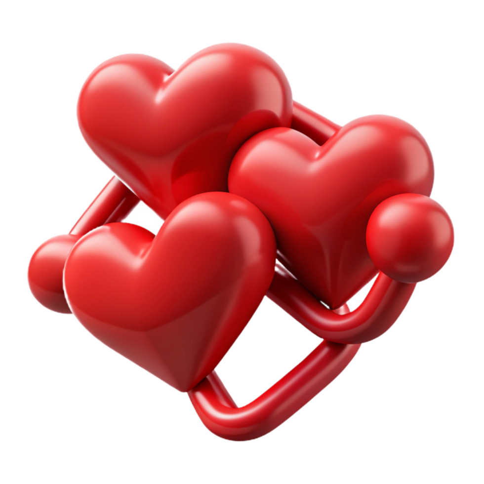 vibrant traditional Connected Hearts Abstract Art Isolated detailed png