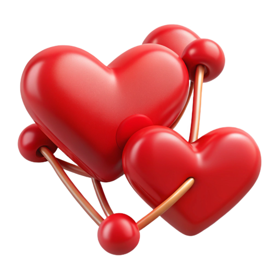 elegant contemporary Connected Hearts Abstract Art Isolated 4K png