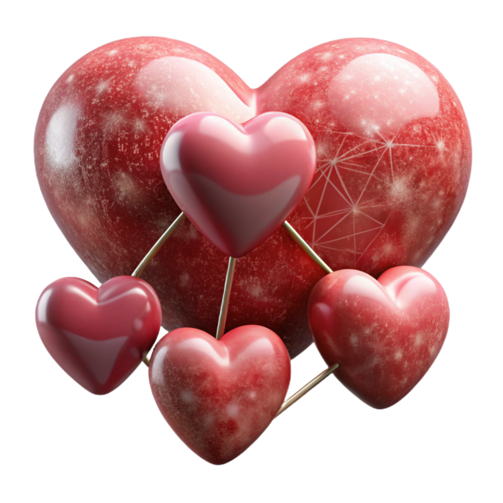 beautiful minimalist Connected Hearts Abstract Art Isolated original png