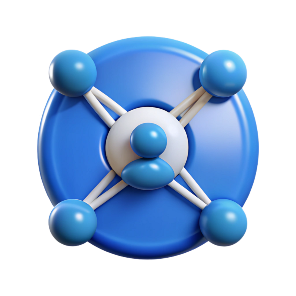 magnificent abstract Connected People Network Icon Transparent Background with Blue Nodes premium png