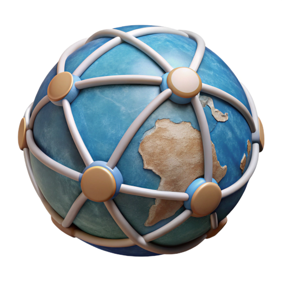 vibrant artistic Connected World Symbol Globe Icon Cutout original png
