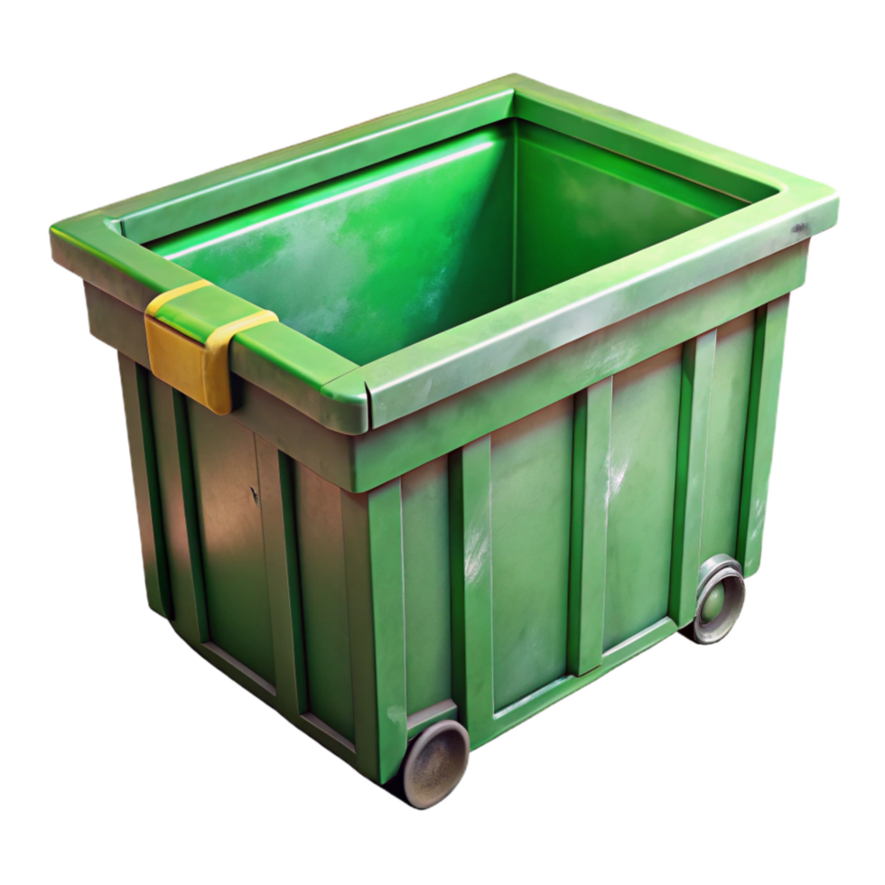 extraordinary minimalist Construction Site Dumpster Green Isolated on Transparent Background exclusive png