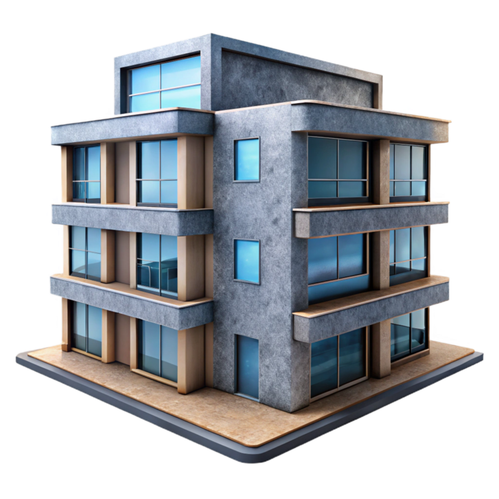 serene minimalist Contemporary Architecture Apartment Building Isolated genuine png