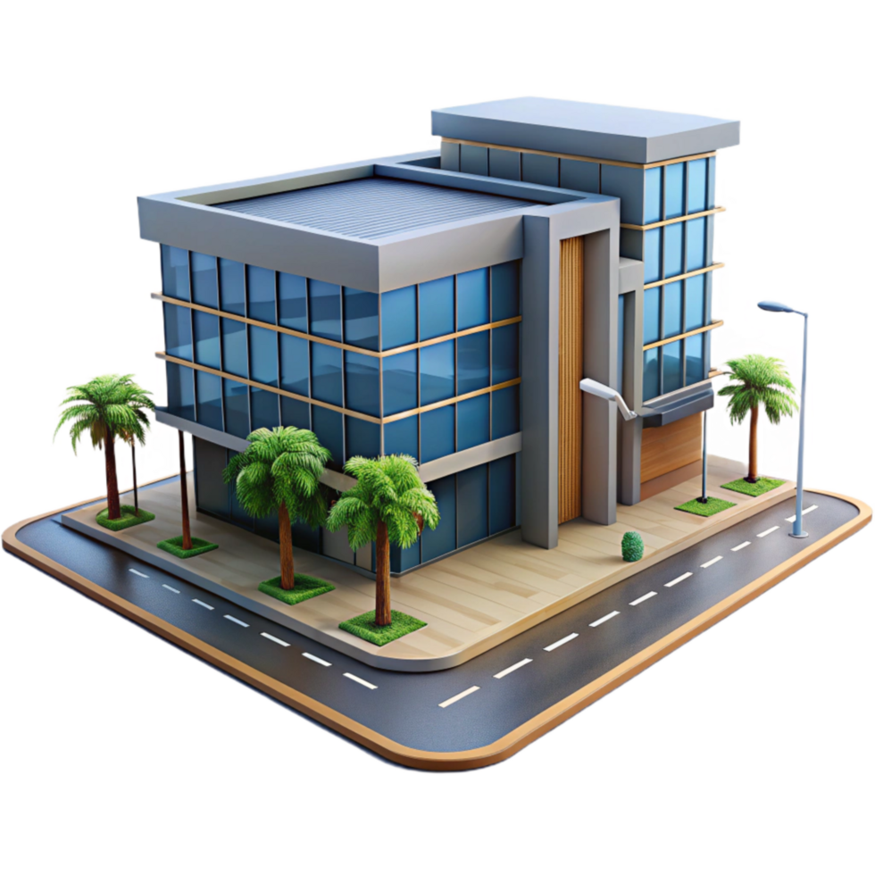 serene classic Contemporary Office Complex Street View Transparent Background professional png