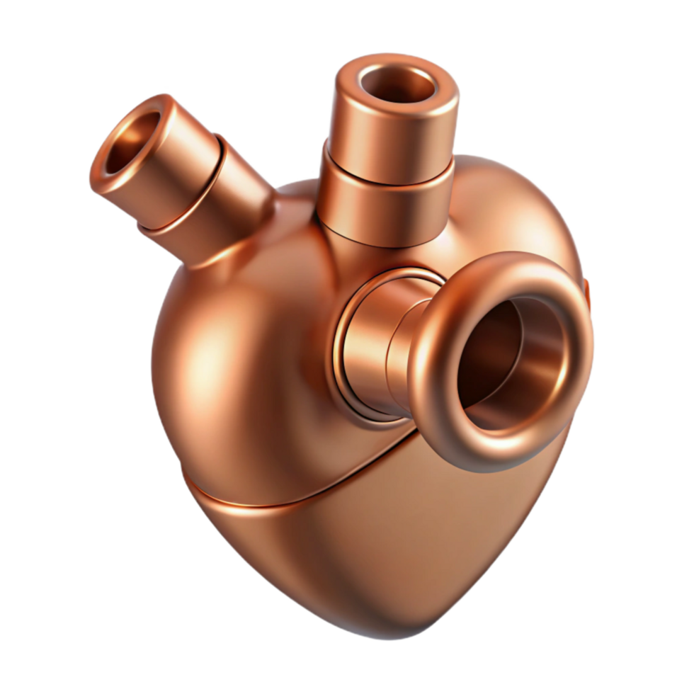 elegant classic Copper Artificial Heart Valve Transparent Background Cutout detailed png