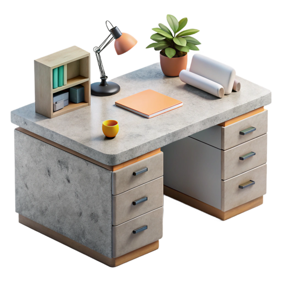 serene artistic Contemporary Office Desk Minimalist Design Cutout high resolution png
