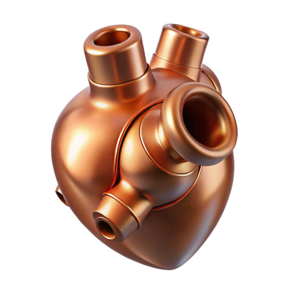elegant traditional Copper Artificial Heart Valve Transparent Background Cutout authentic png