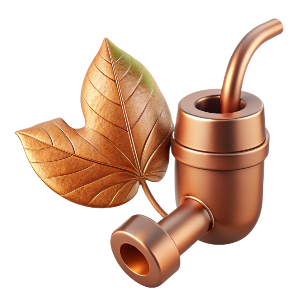 magnificent artistic Copper Pipe and Dried Lavender Sprig Cutout Transparent Background high quality png