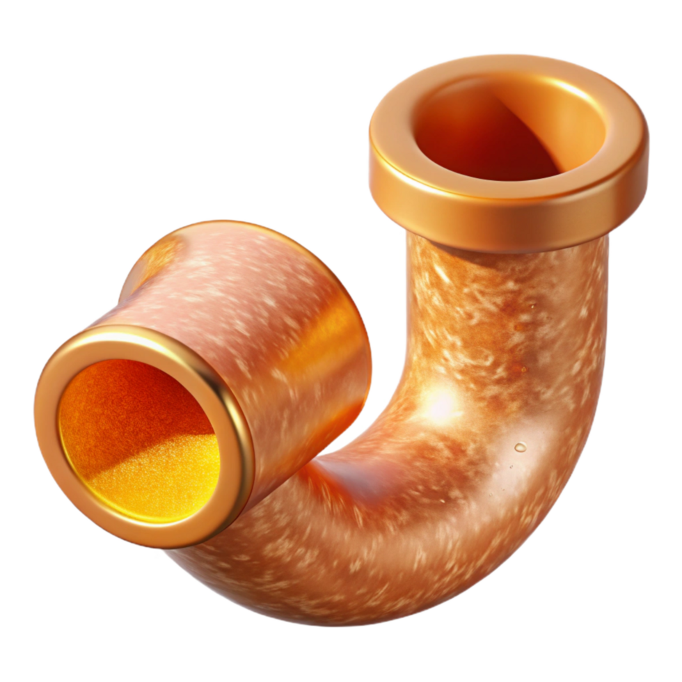 elegant artistic Copper Pipe with Orange Peel Texture Transparent Background high resolution png