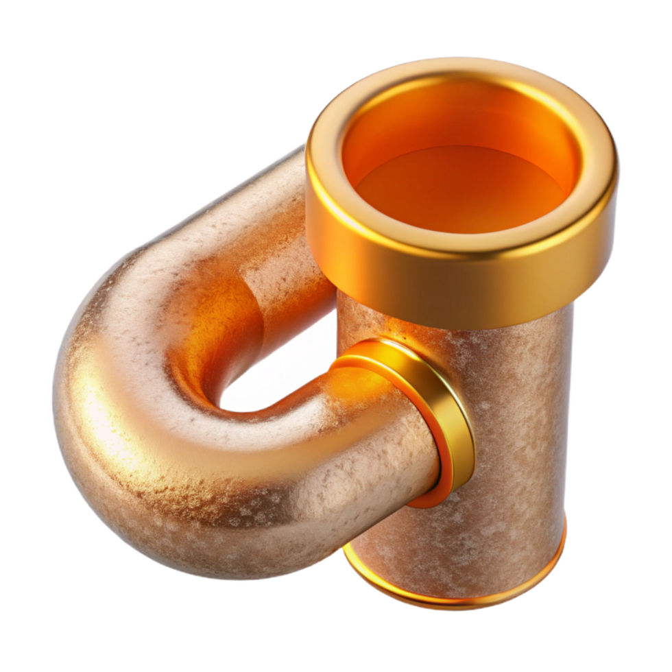 dramatic abstract Copper Pipe with Orange Peel Texture Transparent Background genuine png