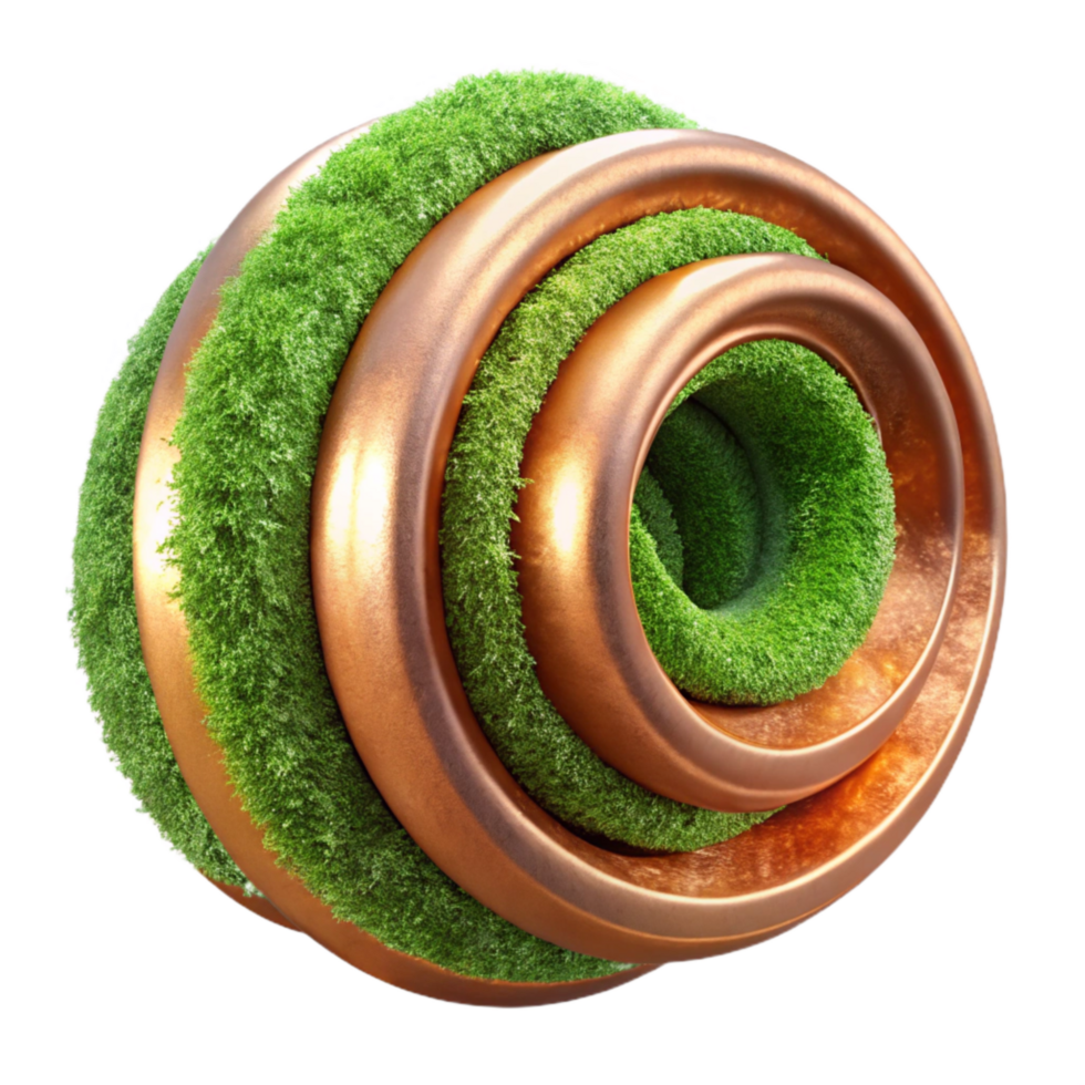elegant abstract Copper Coil and Green Moss Texture Transparent Background high quality png