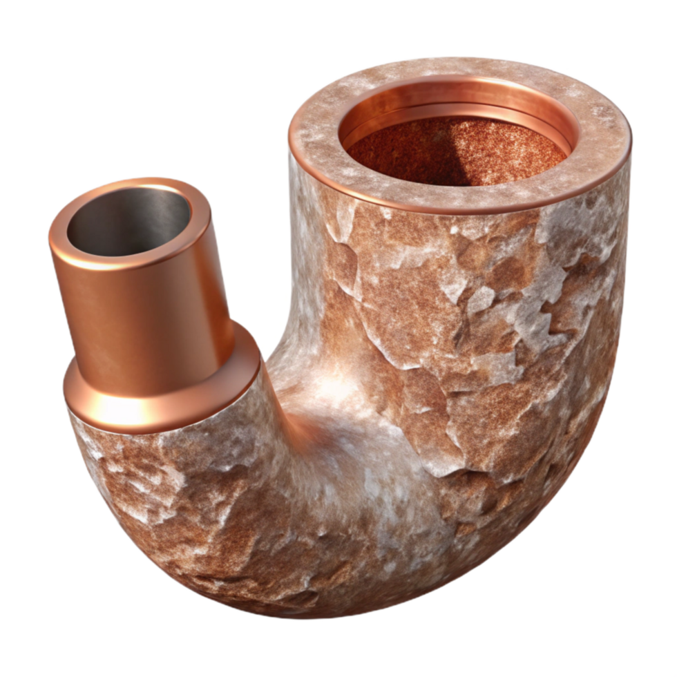 wonderful modern Copper Pipe with Rough Stone Texture Transparent Background authentic png