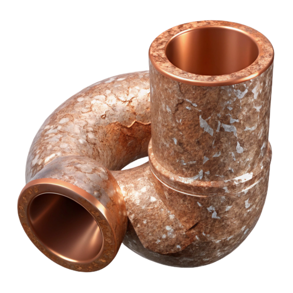 magnificent artistic Copper Pipe with Rough Stone Texture Transparent Background high quality png