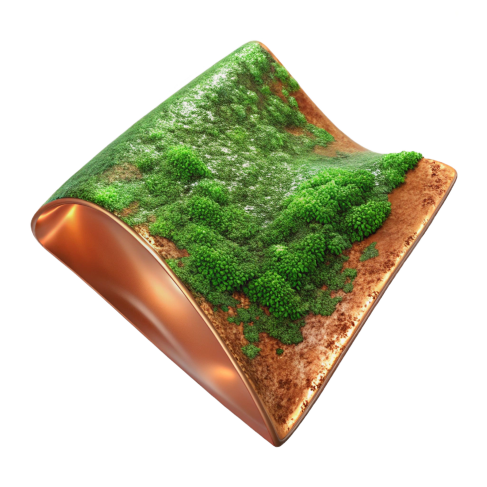 wonderful traditional Copper Sheet with Green Moss Texture Transparent Background authentic png