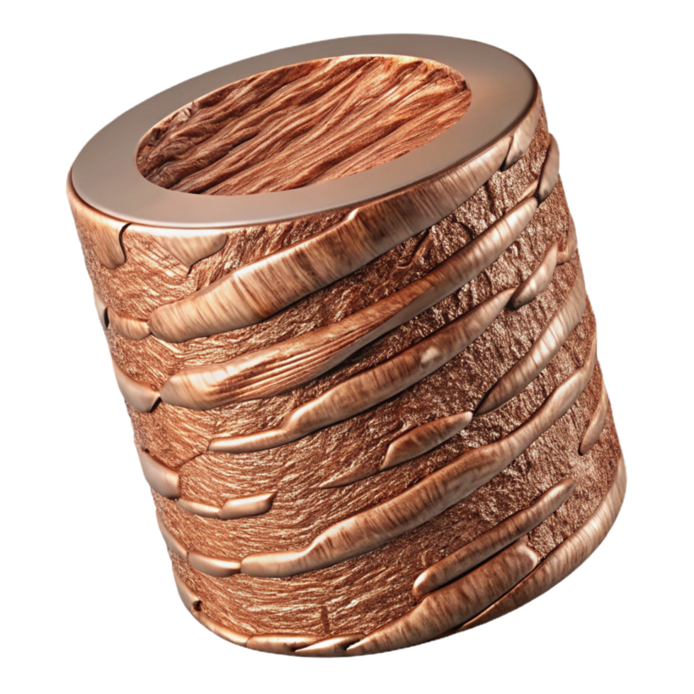 beautiful abstract Copper Wire with Bark Texture Transparent Background exclusive png