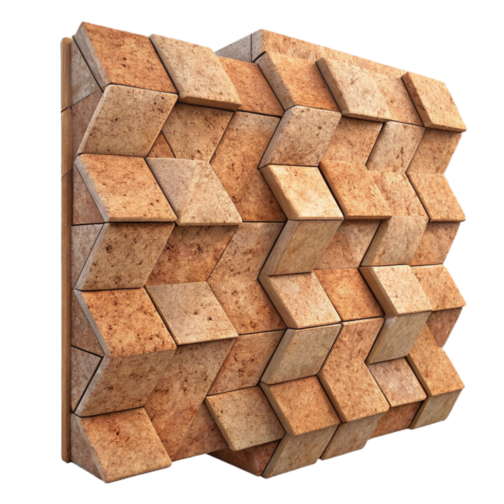 dramatic modern Cork Wall Tiles Geometric Pattern Isolated authentic png