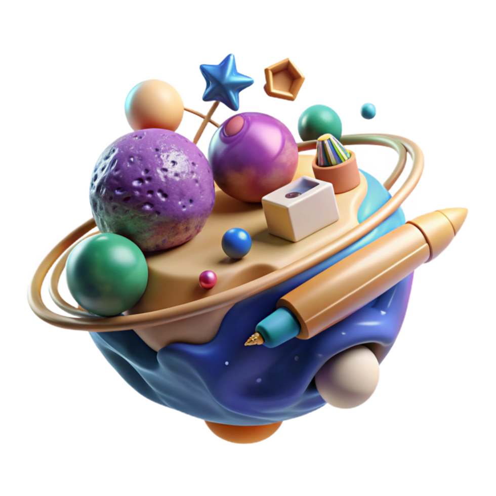 wonderful abstract Cosmic Art Supplies Floating in Zero G Isolated authentic png