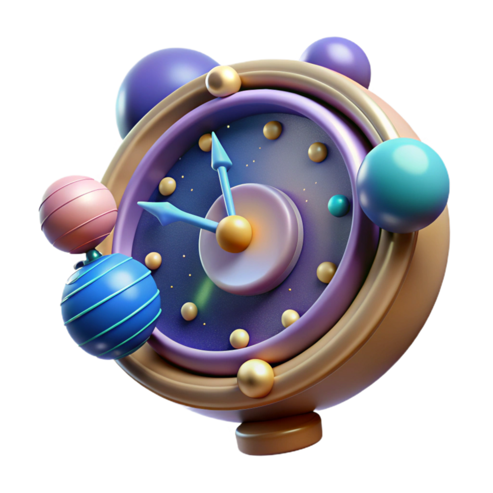 dramatic artistic Cosmic Clock Planets Orbiting Transparent Background detailed png