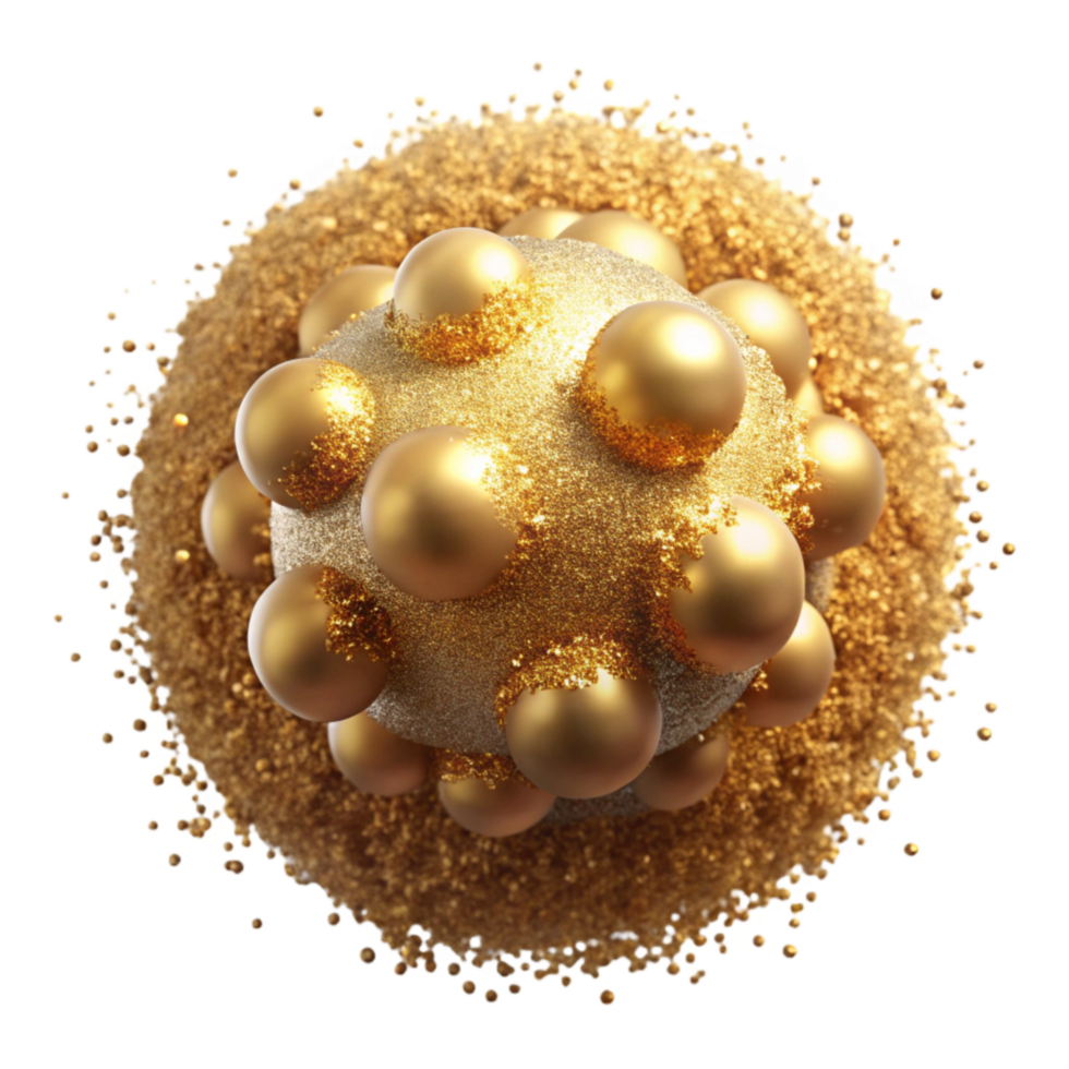 vibrant minimalist Cosmic Dust Sparkling Gold Transparent Background high quality png