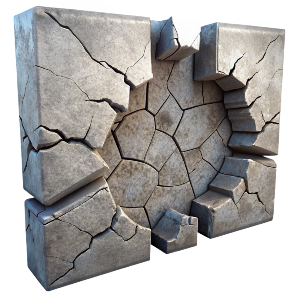 dramatic abstract Cracked Concrete Wall Texture Cutout Isolated premium png