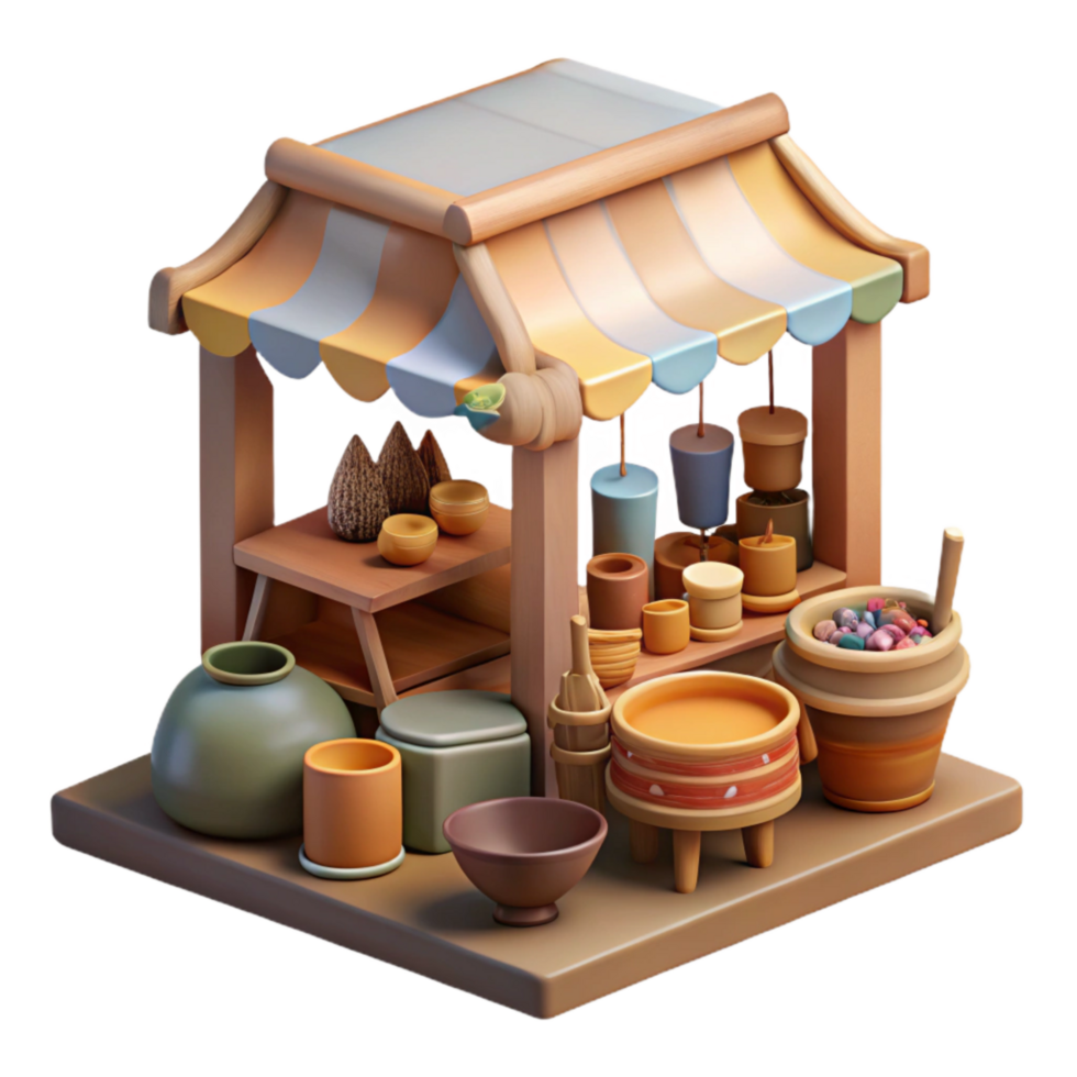 wonderful rustic Craft Market with Handmade Goods Various Items Transparent Background genuine png