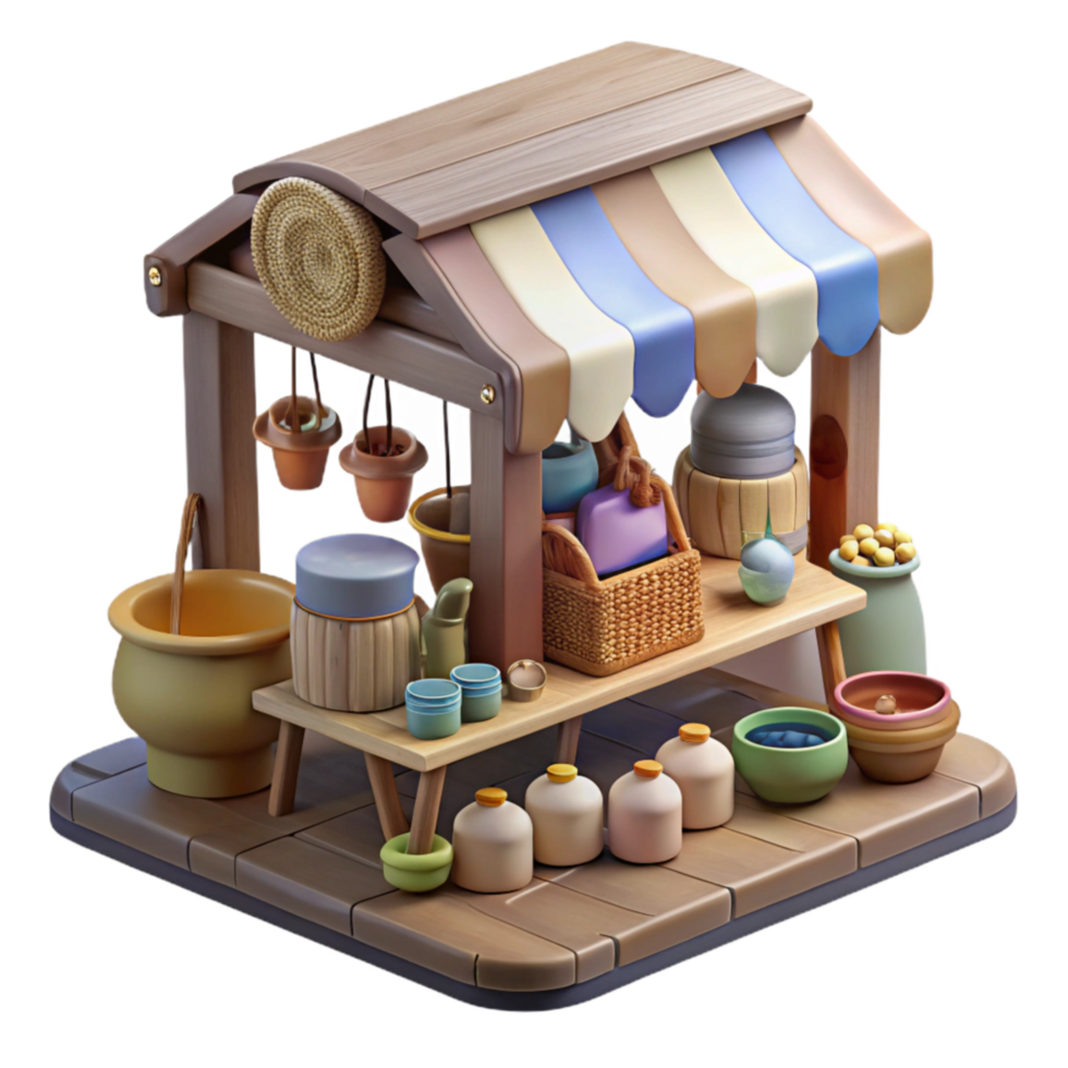 beautiful rustic Craft Market with Handmade Goods Various Items Transparent Background original png