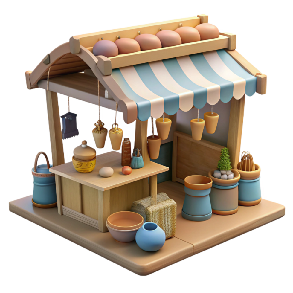 magnificent rustic Craft Market with Handmade Goods Various Items Transparent Background authentic png