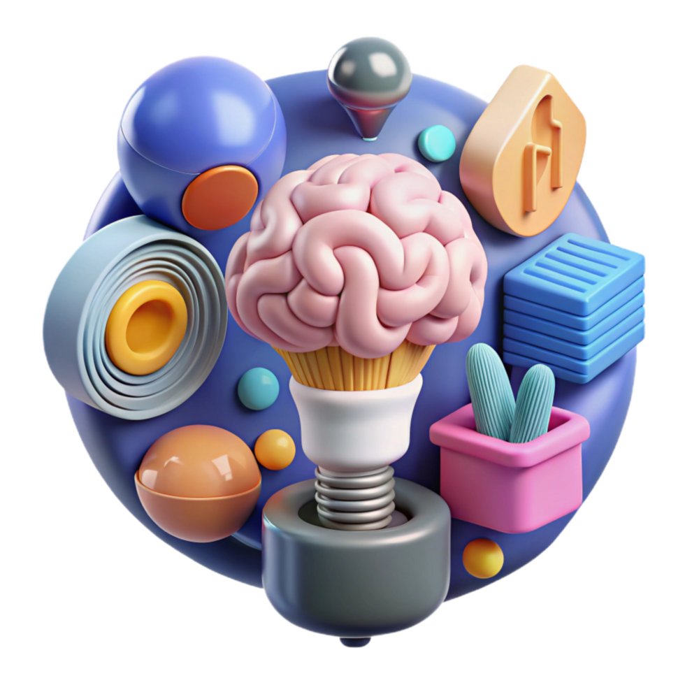 dramatic minimalist Creative Brainstorming Session with Ai Assistance Transparent high quality png