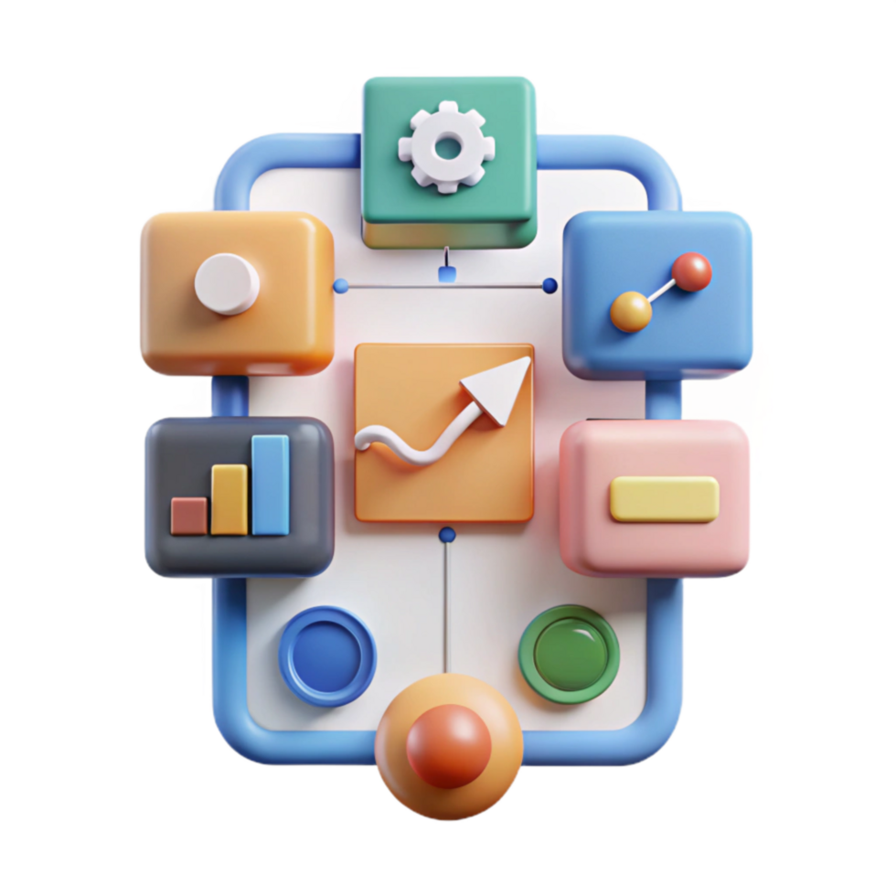 impressive classic Creative Solution Strategy Isolated with Flowchart and Icons detailed png