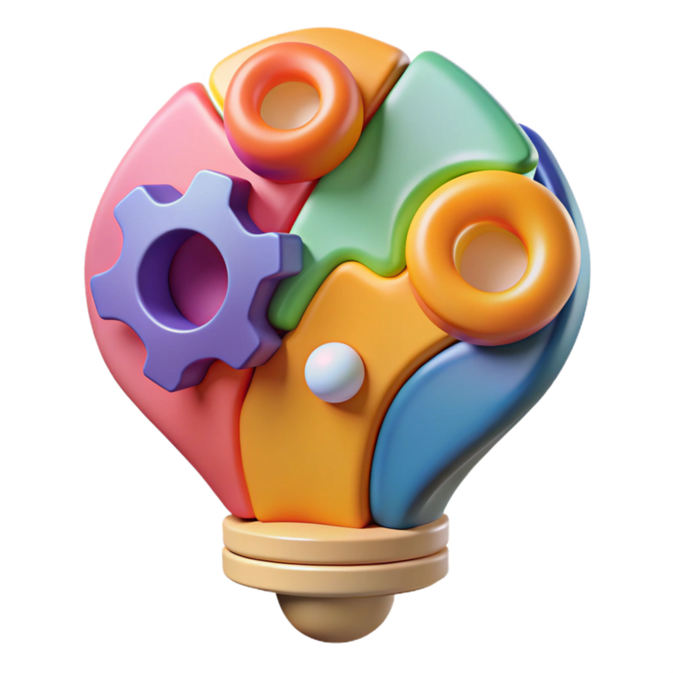 wonderful artistic Creative Thinking Diagram Cutout with Bright Colors detailed png