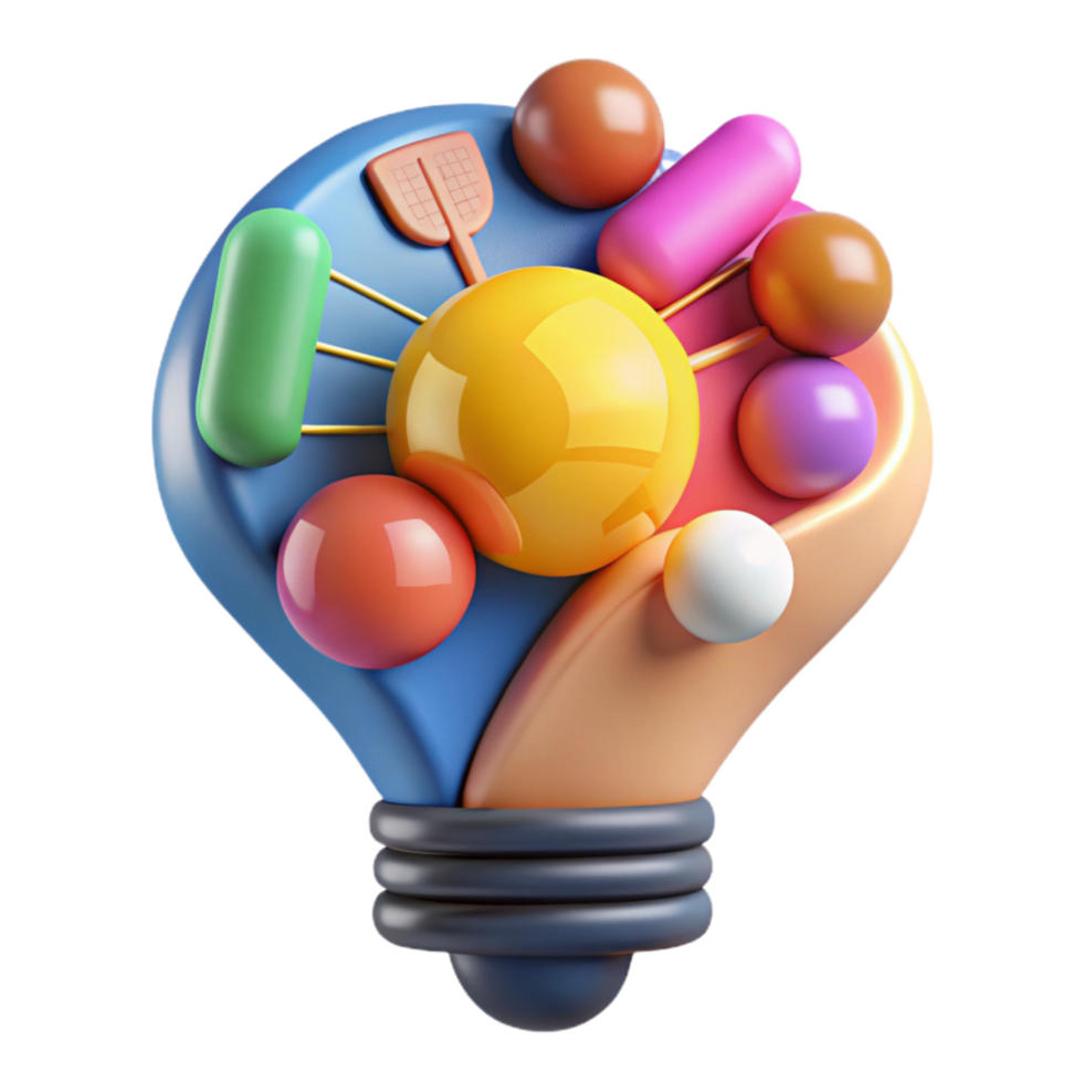 elegant classic Creative Thinking Diagram Cutout with Bright Colors 4K png