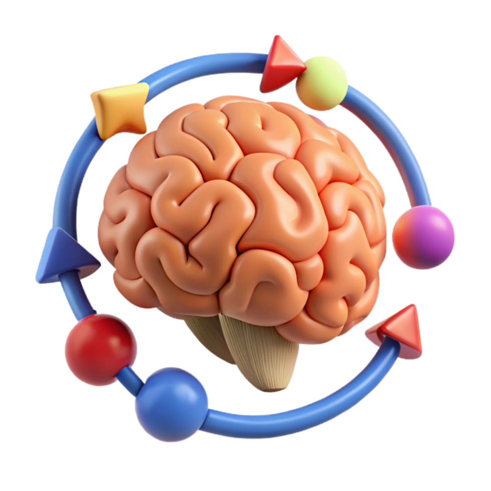dramatic classic Creative Thinking Process Diagram Isolated with Brain and Arrows detailed png