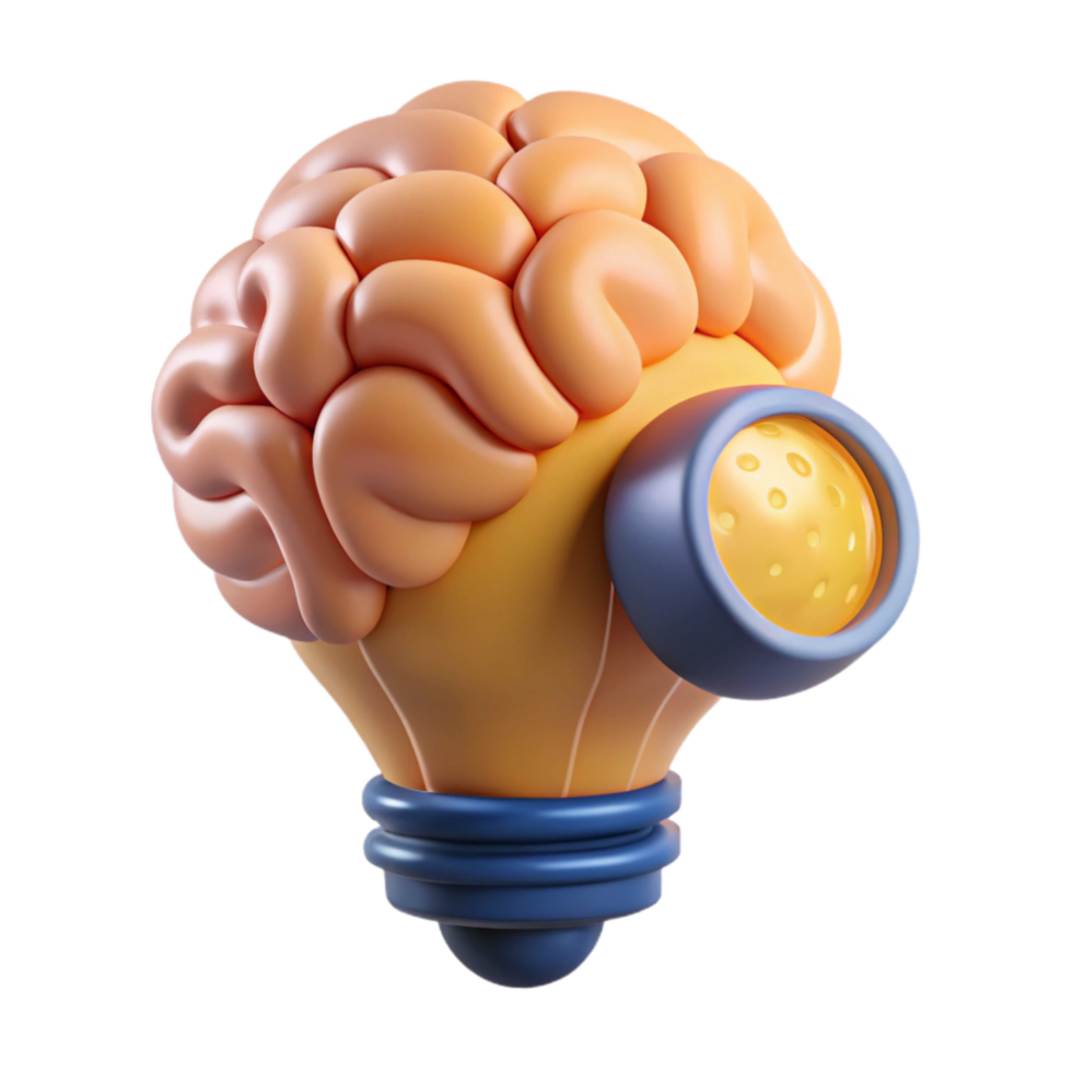vibrant artistic Creative Thinking Process Icon Isolated with Brain and Light Bulb Silhouette 4K png