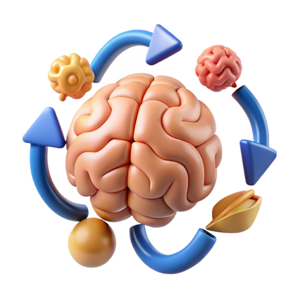 serene vintage Creative Thinking Process Diagram Isolated with Brain and Arrows exclusive png