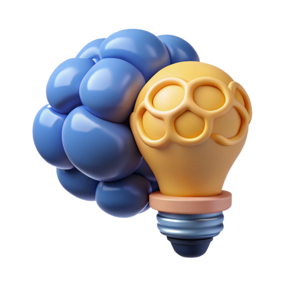 dramatic modern Creative Thinking Process Icon Isolated with Brain and Light Bulb Silhouette authentic png