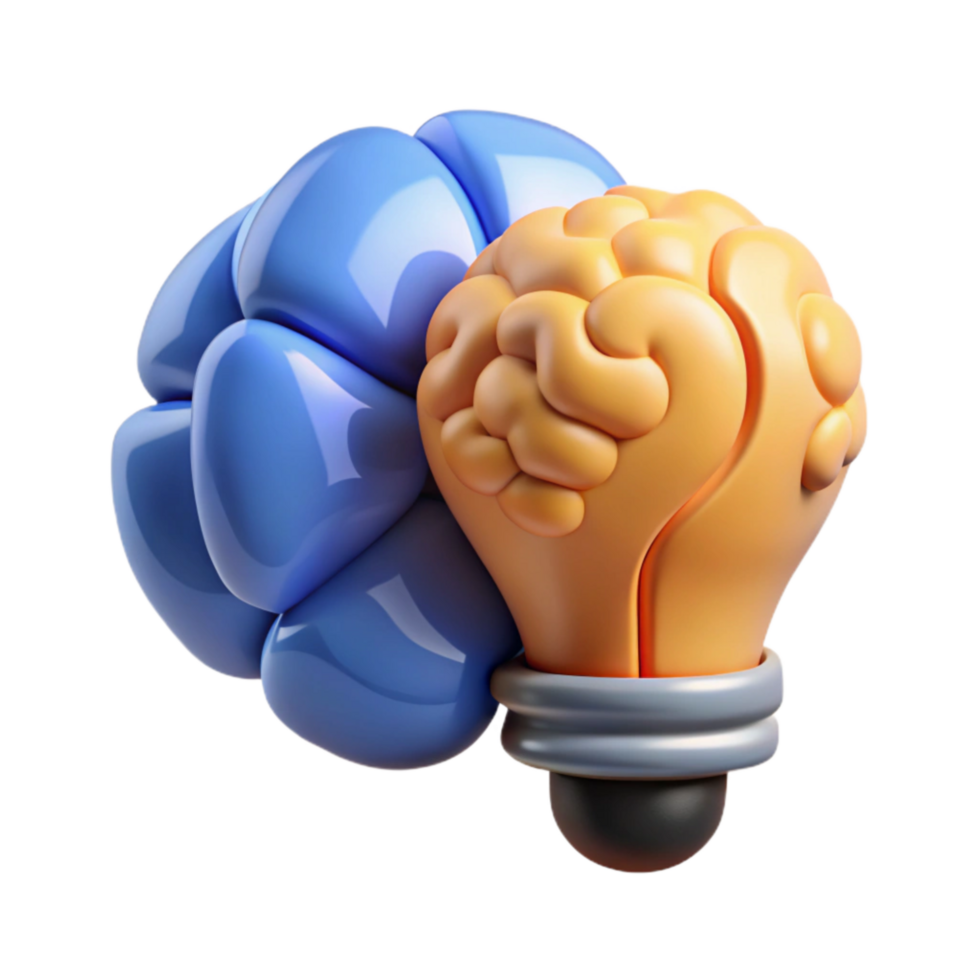 magnificent rustic Creative Thinking Process Icon Isolated with Brain and Light Bulb Silhouette professional png