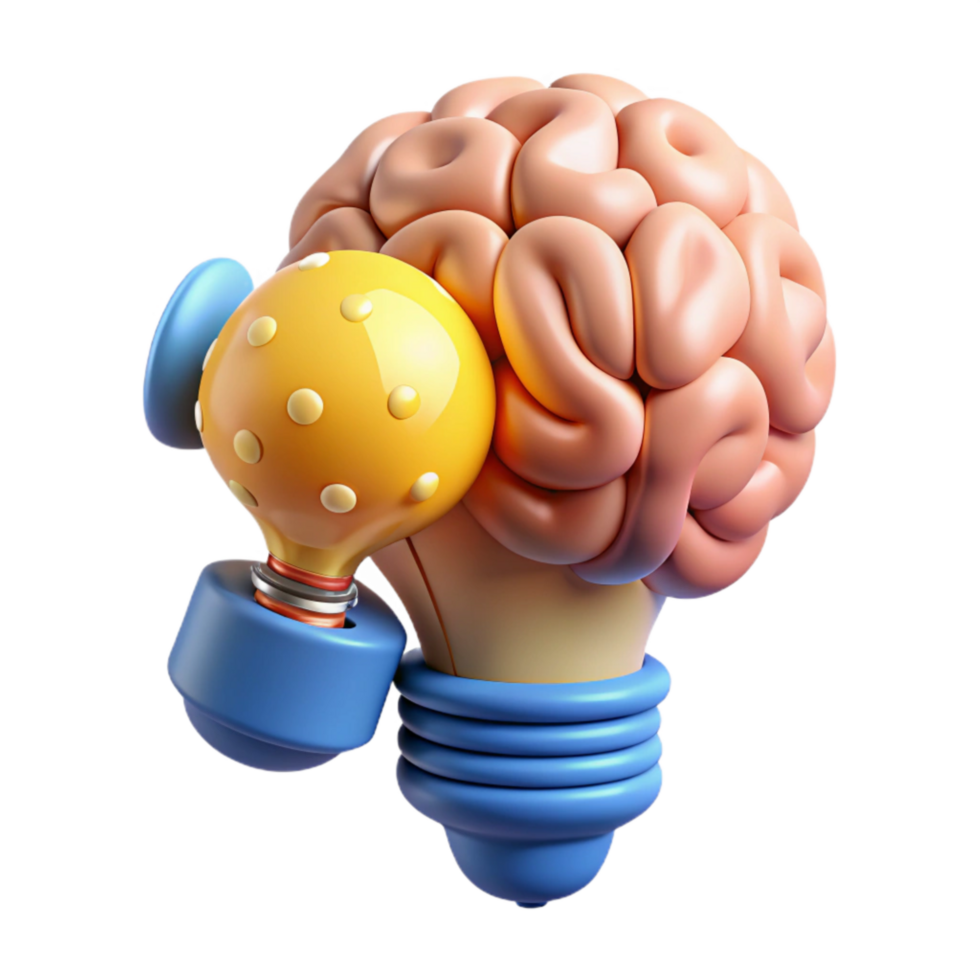 magnificent traditional Creative Thinking Process Illustration Isolated with Brain and Light Bulb exclusive png