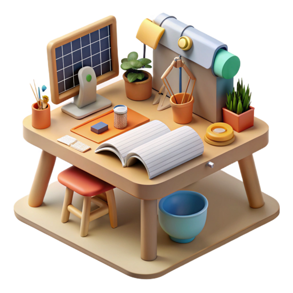 extraordinary creative Creative Workspace with Design Tools Cutout professional png