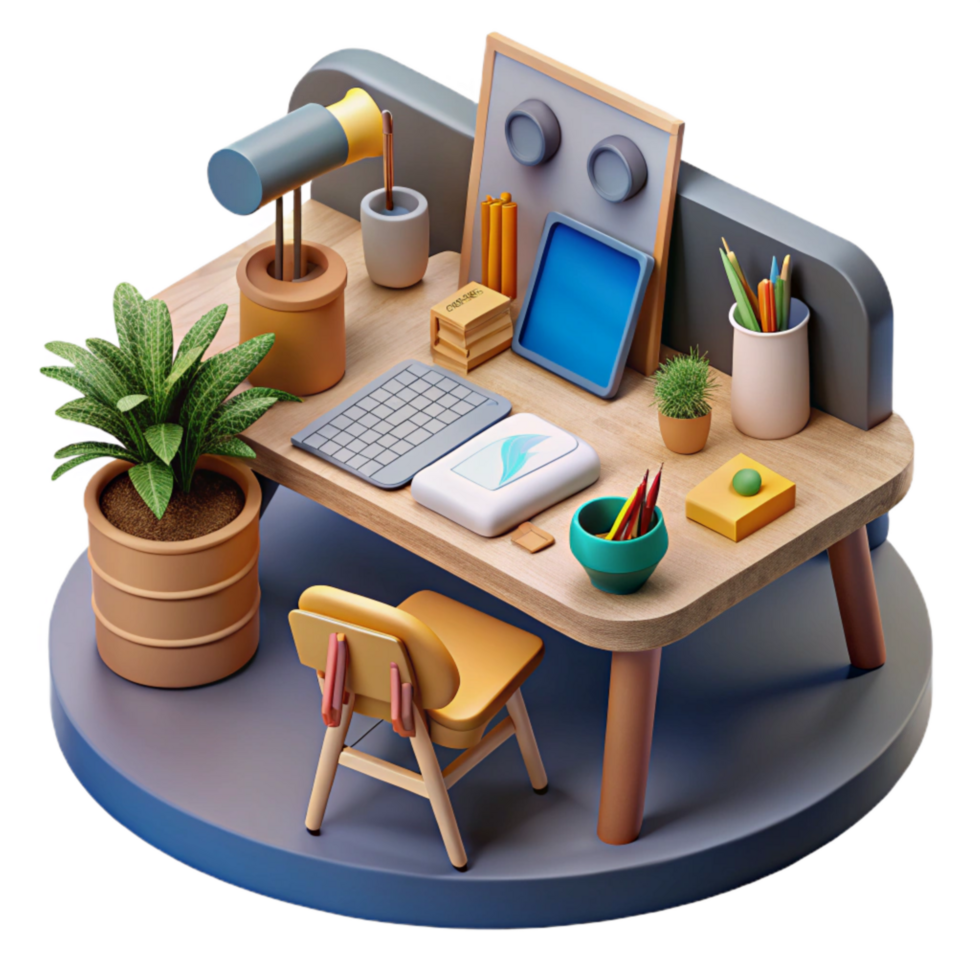 impressive minimalist Creative Workspace with Design Tools Cutout high quality png