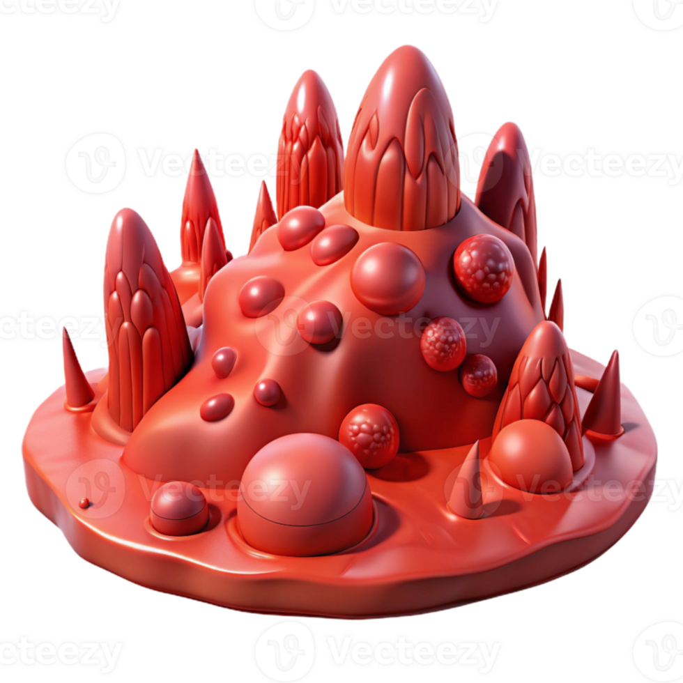 stunning vintage Crimson Red Alien Landscape Isolated 4K png