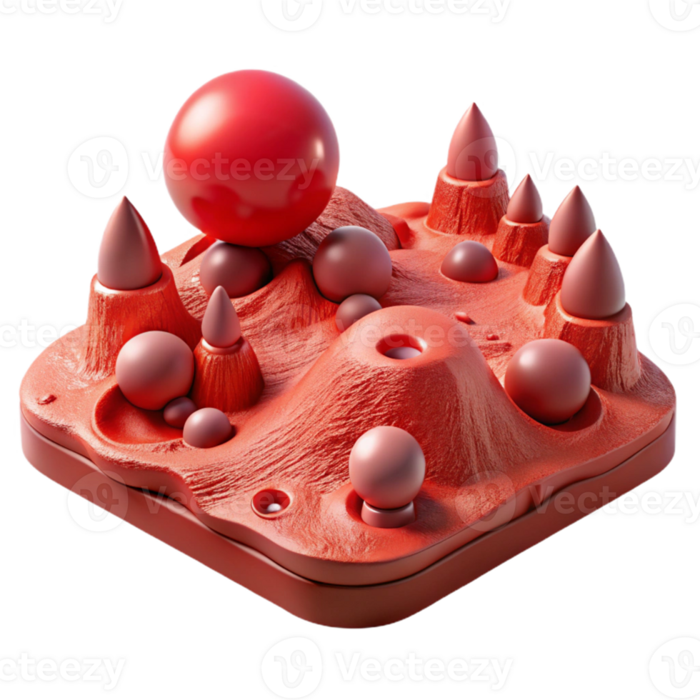 magnificent classic Crimson Red Alien Landscape Isolated detailed png