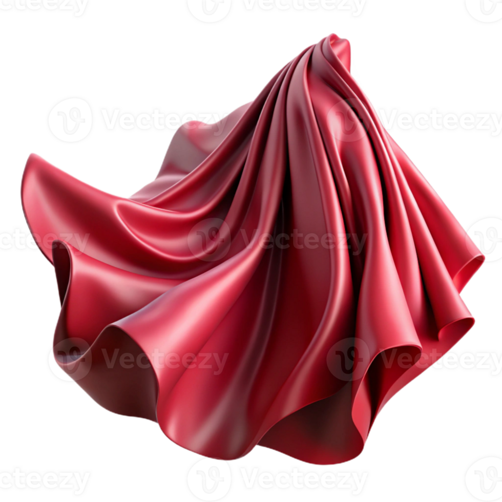 vibrant creative Crimson Silk Chiffon Flowing Drape Isolated Cutout high resolution png