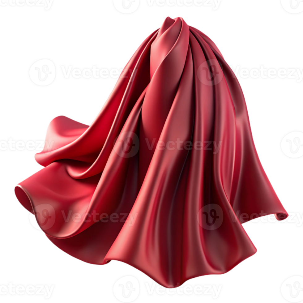vibrant minimalist Crimson Silk Chiffon Flowing Drape Isolated Cutout premium png