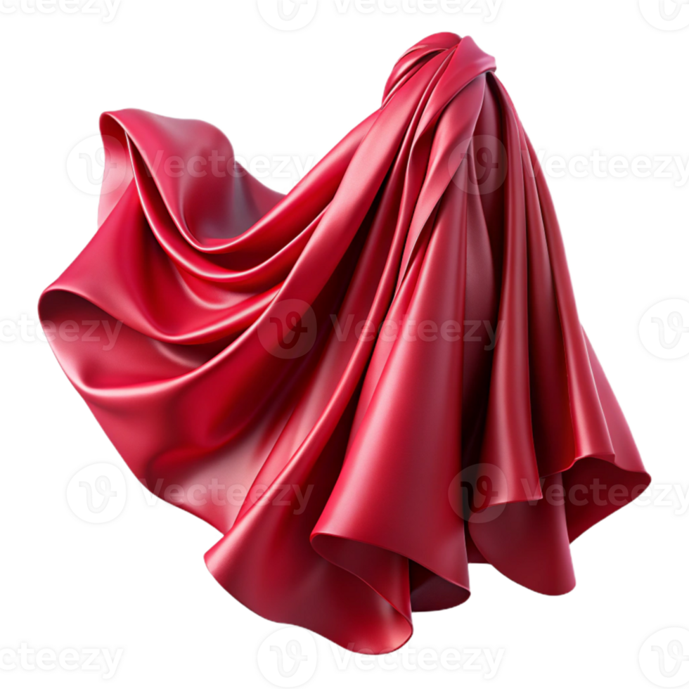 vibrant vintage Crimson Silk Chiffon Flowing Drape Isolated Cutout authentic png