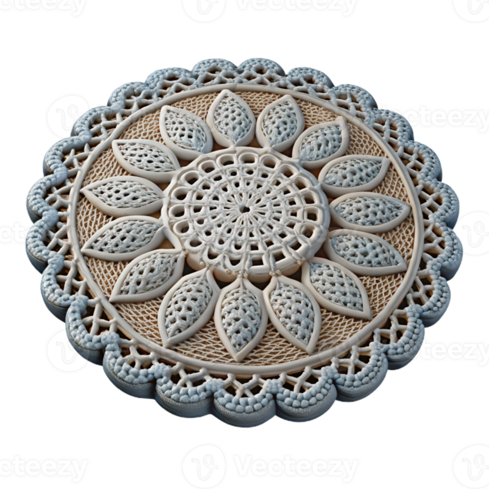 elegant artistic Crocheted Placemat with Lacy Pattern Cutout genuine png