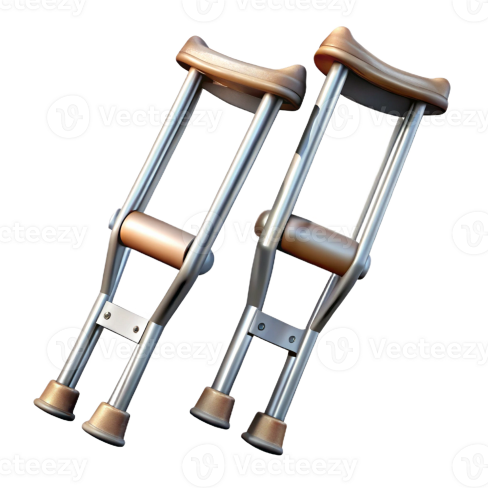 elegant contemporary Crutches Pair Aluminum Transparent Background professional png