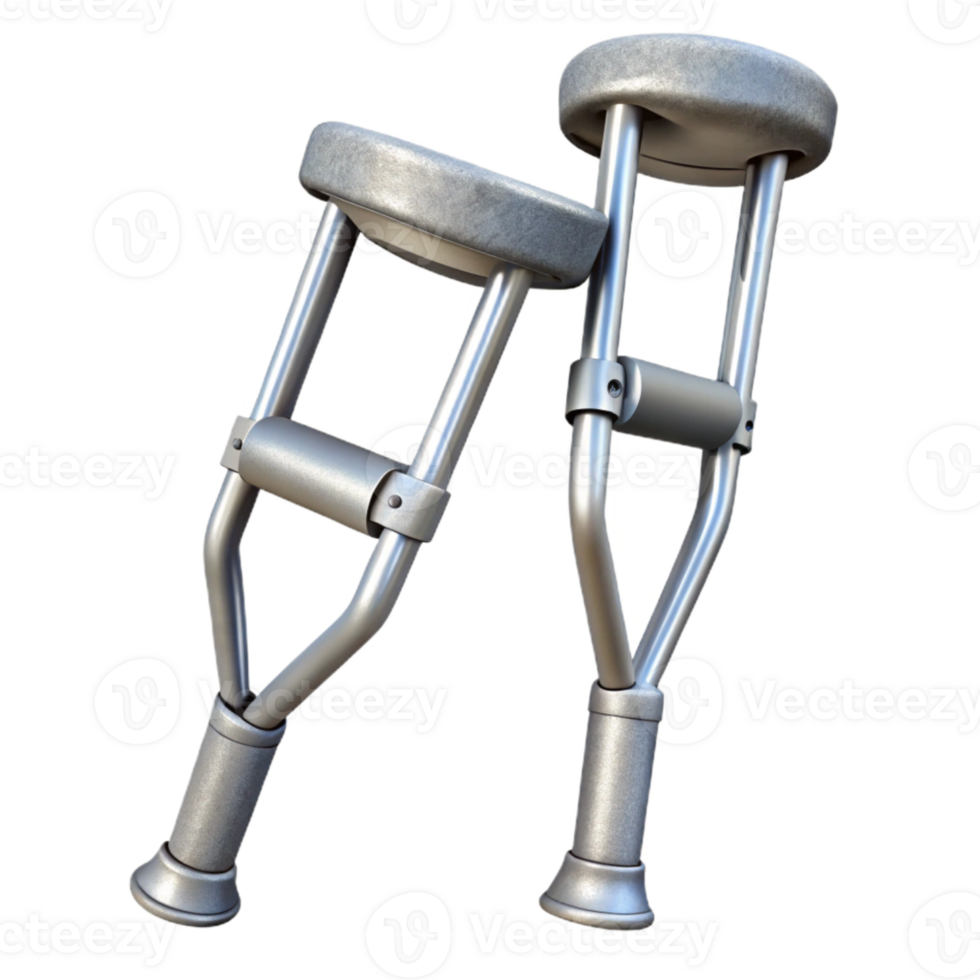 elegant rustic Crutches Pair Metal Gray Transparent Background high quality png